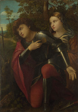 Attributed to Palma Vecchio: 'Saint George and a Female Saint'