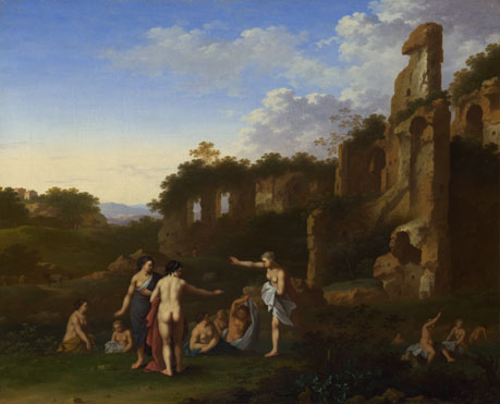 Cornelis van Poelenburgh: 'Women bathing in a Landscape'