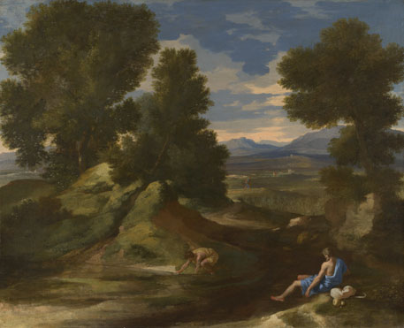 Nicolas Poussin: 'Landscape with a Man scooping Water from a Stream'
