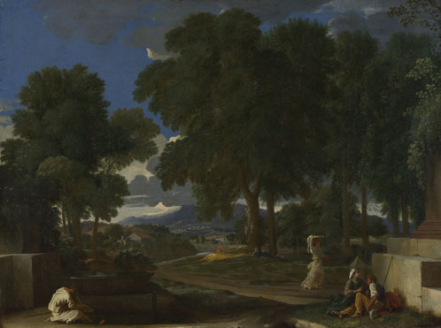 Nicolas Poussin: 'Landscape with a Man washing his Feet at a Fountain'