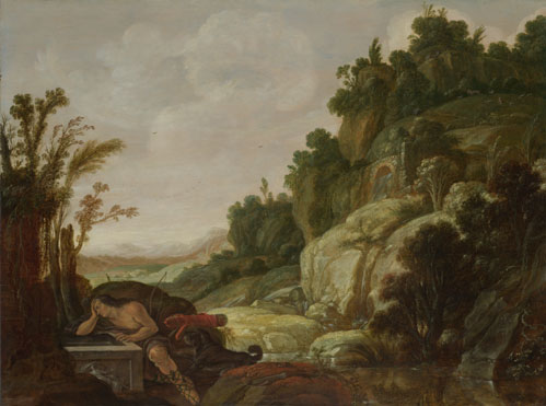 Jacob Pynas: 'Mountain Landscape with Narcissus'