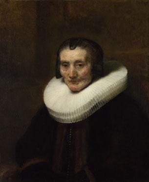 Attributed to Rembrandt: 'Portrait of Margaretha de Geer, Wife of Jacob Trip'