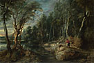 A Shepherd with his Flock in a Woody Landscape