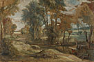 A Wagon fording a Stream