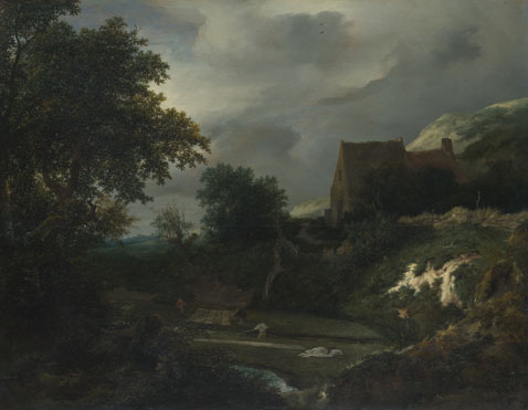 Jacob van Ruisdael: 'A Bleaching Ground in a Hollow by a Cottage'