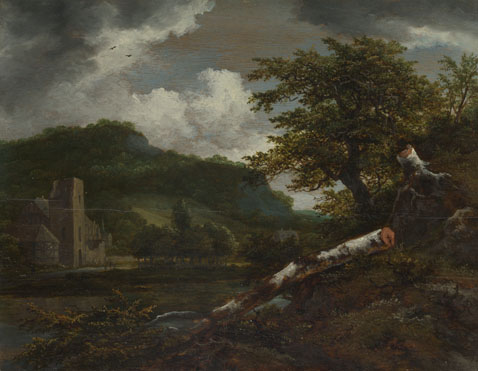 Jacob van Ruisdael: 'A Landscape with a Ruined Building'
