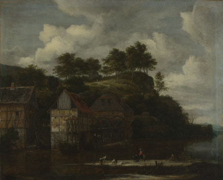 Jacob van Ruisdael: 'Three Watermills with Washerwomen'