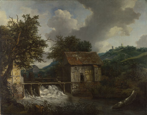 Jacob van Ruisdael: 'Two Watermills and an Open Sluice at Singraven'