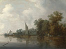 A River with Fishermen drawing a Net