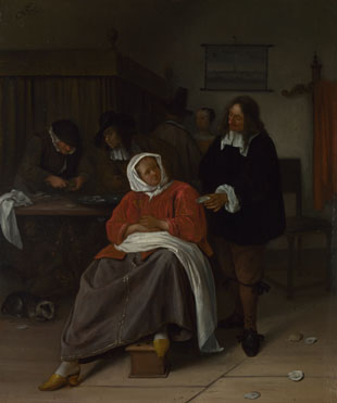 Jan Steen: 'An Interior with a Man offering an Oyster to a Woman'