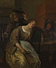 A Man Blowing Smoke at  Drunken Woman