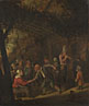 Peasants merry-making outside an Inn