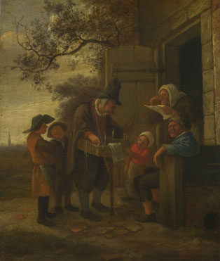Jan Steen: 'A Pedlar selling Spectacles outside a Cottage'