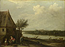 A Cottage by a River with a Distant View of a Castle