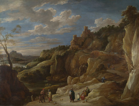 Attributed to David Teniers the Younger: 'A Gipsy Fortune Teller in a Hilly Landscape'