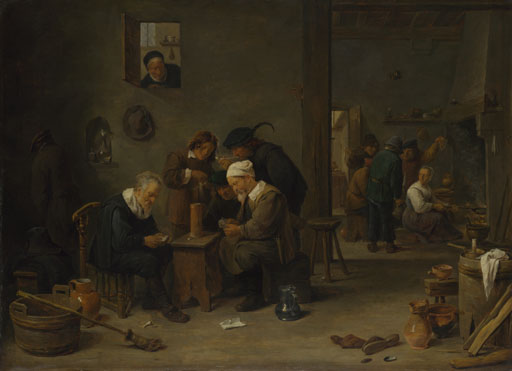 David Teniers the Younger: 'Two Men playing Cards in the Kitchen of an Inn'