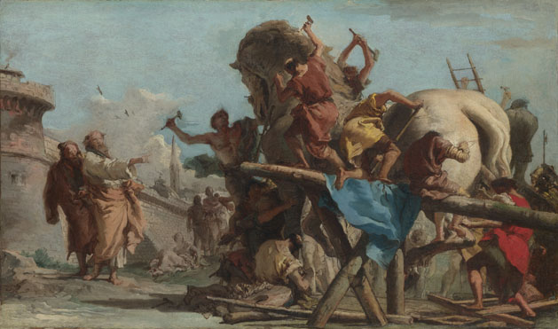 Giovanni Domenico Tiepolo: 'The Building of the Trojan Horse'