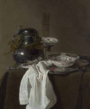 Jan Jansz. Treck: 'Still Life with a Pewter Flagon and Two Ming Bowls'