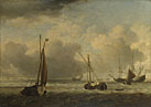 Dutch Ships and Small Vessels Offshore in a Breeze