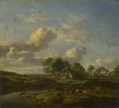 Adriaen van de Velde: 'A Landscape with a Farm by a Stream'