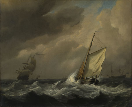 Willem van de Velde: 'A Small Dutch Vessel close-hauled in a Strong Breeze'