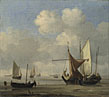 Small Dutch Vessels Aground at Low Water in a Calm