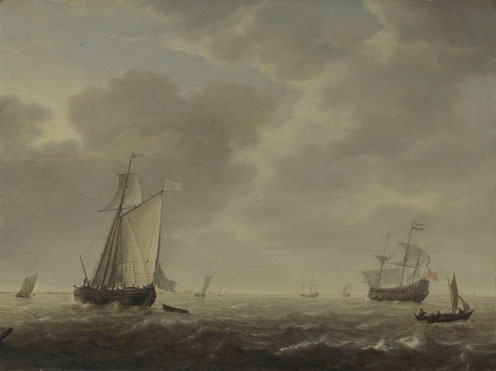 Simon de Vlieger: 'A Dutch Man-of-war and Various Vessels in a Breeze'