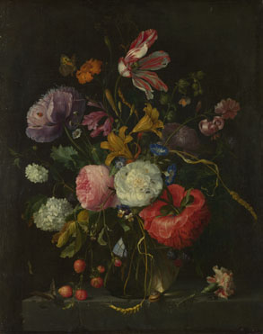 Jacob van Walscappelle: 'Flowers in a Glass Vase'