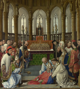 Rogier van der Weyden and workshop: 'The Exhumation of Saint Hubert'