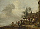 A Horse being Shod outside a Village Smithy