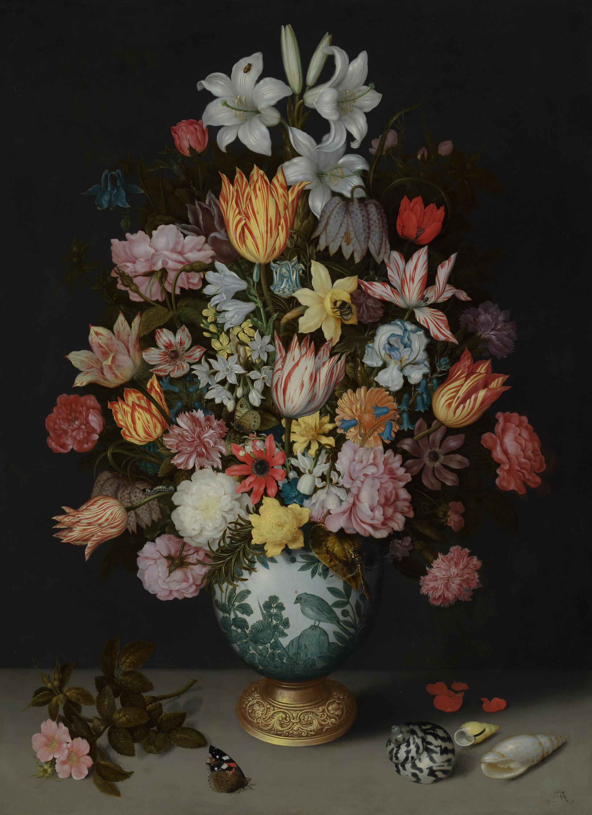 Ambrosius Bosschaert the Elder | A Still Life of Flowers in a Wan