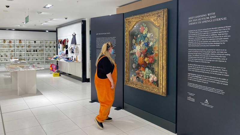'Flowers in a Terracotta Vase' on display in Market Gates Shopping Centre, Great Yarmouth