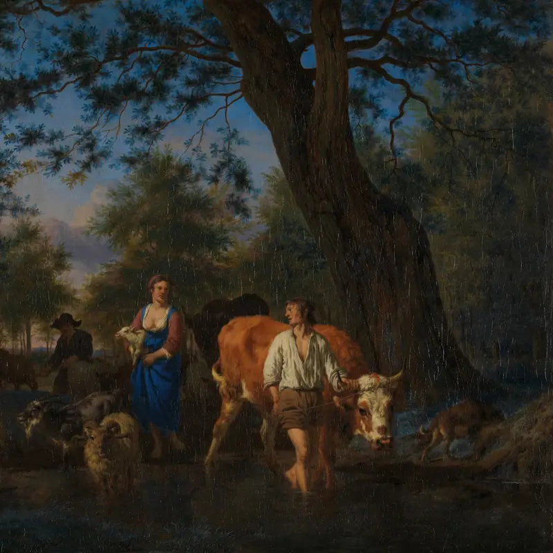 Peasants with Cattle fording a Stream