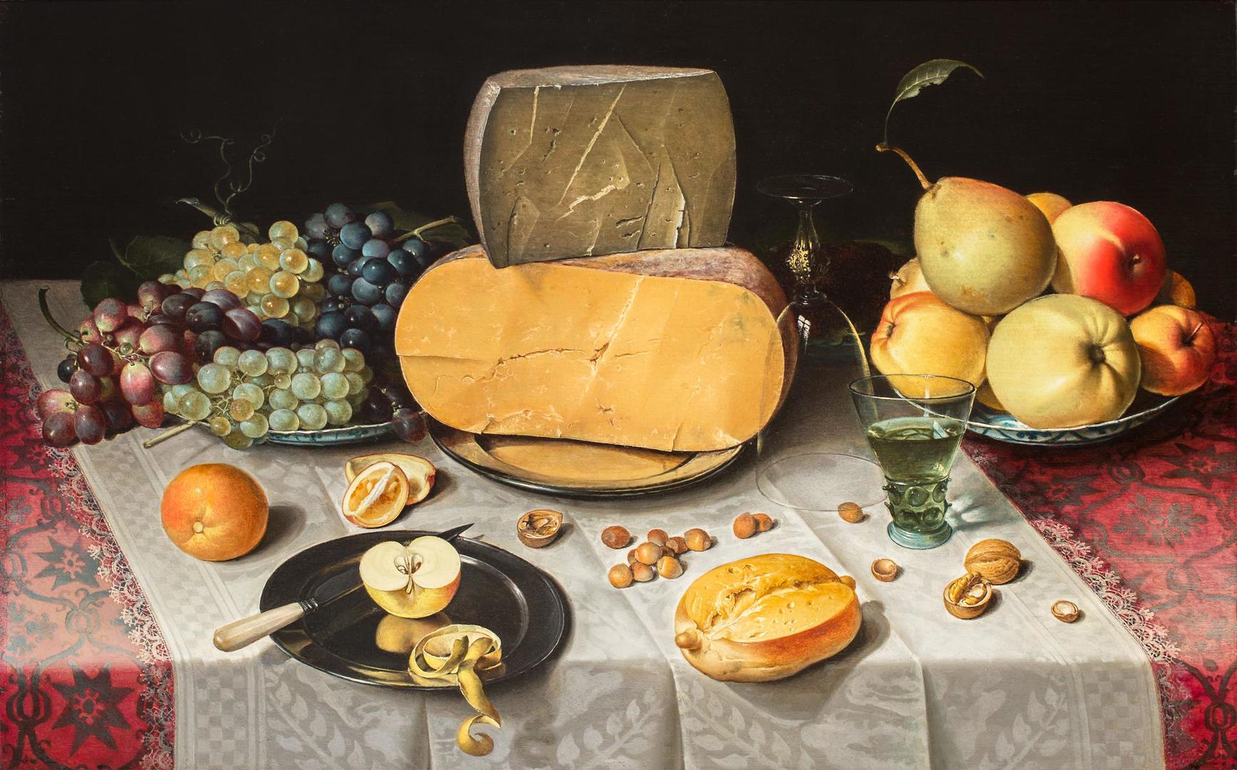 Still Life with Cheese, Fruit, Bread and Nuts by Floris van Dyck