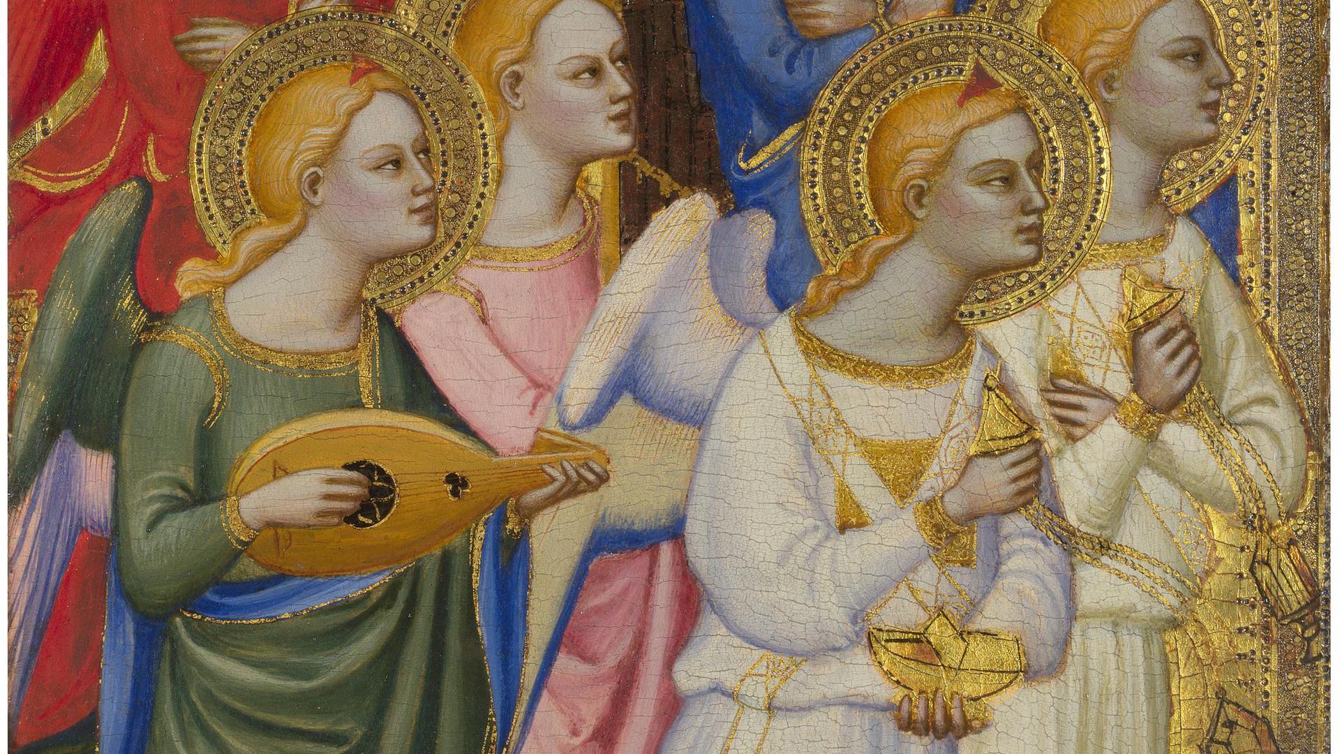 Jacopo di Cione and workshop | Seraphim, Cherubim and Adoring Angels | NG571 | National Gallery, London