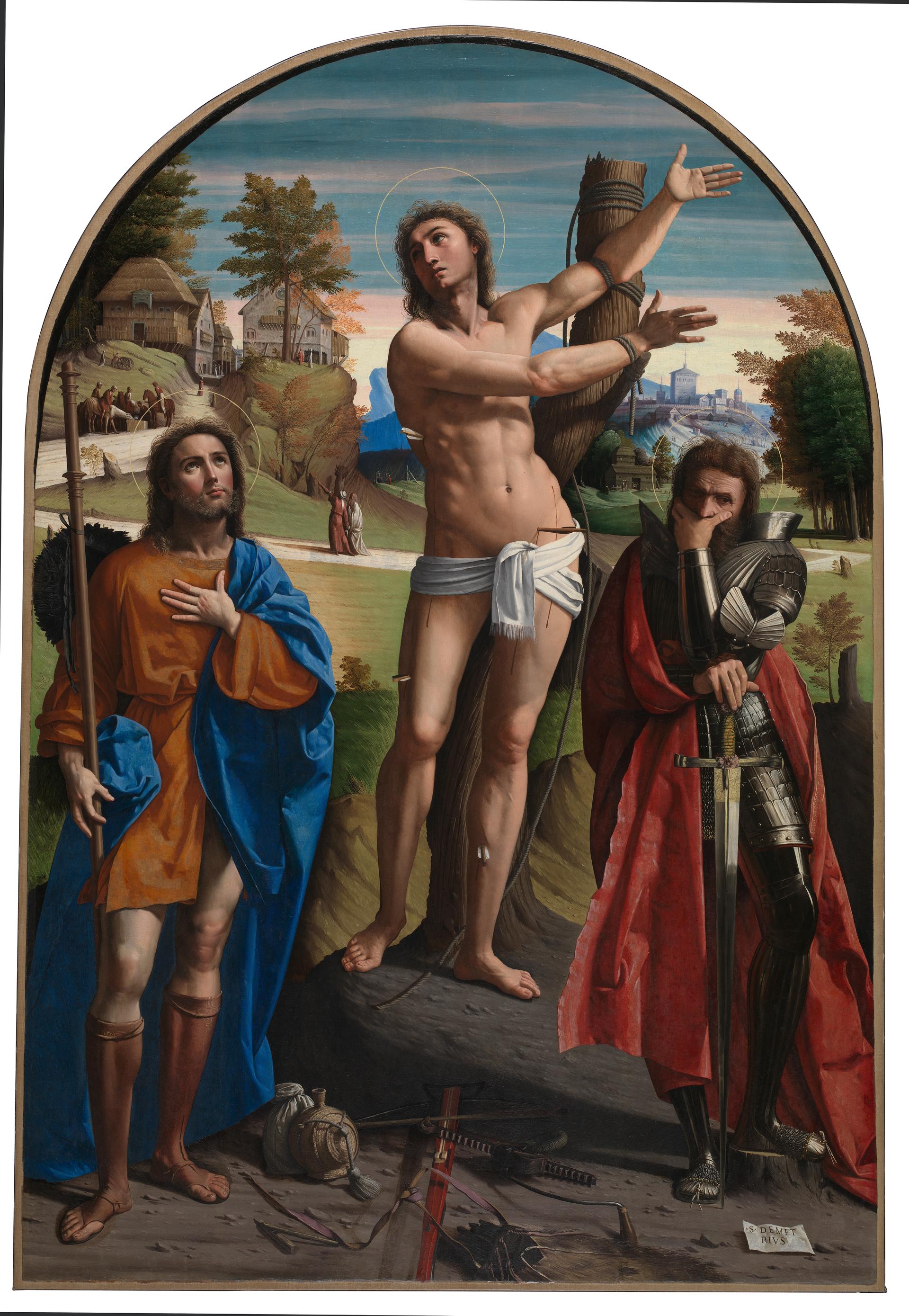 Ortolano Saint Sebastian with Saint Roch and Saint Demetrius