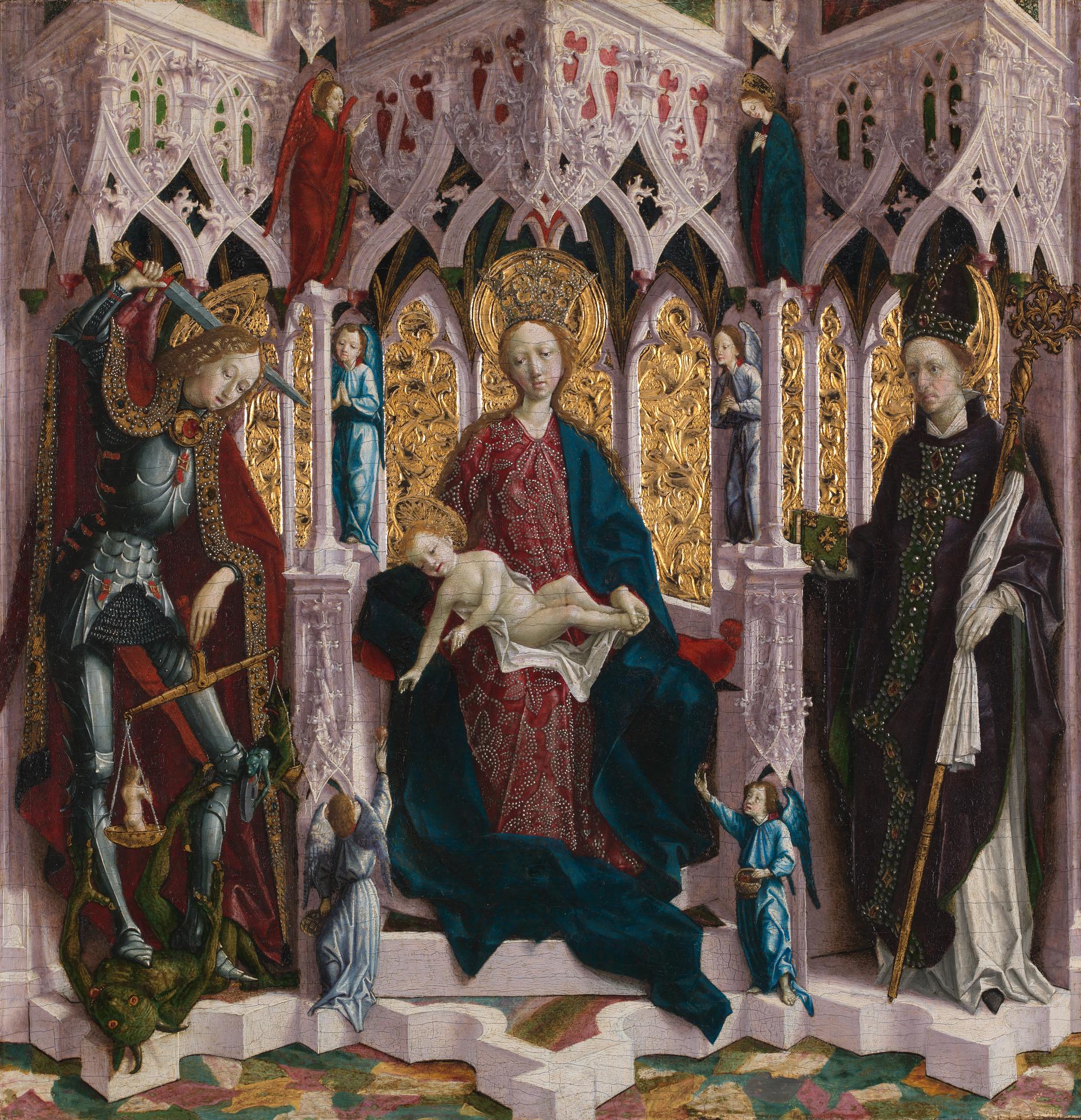 Probably by Michael Pacher | The Virgin and Child Enthroned with Angels and  Saints | NG5786 | National Gallery, London