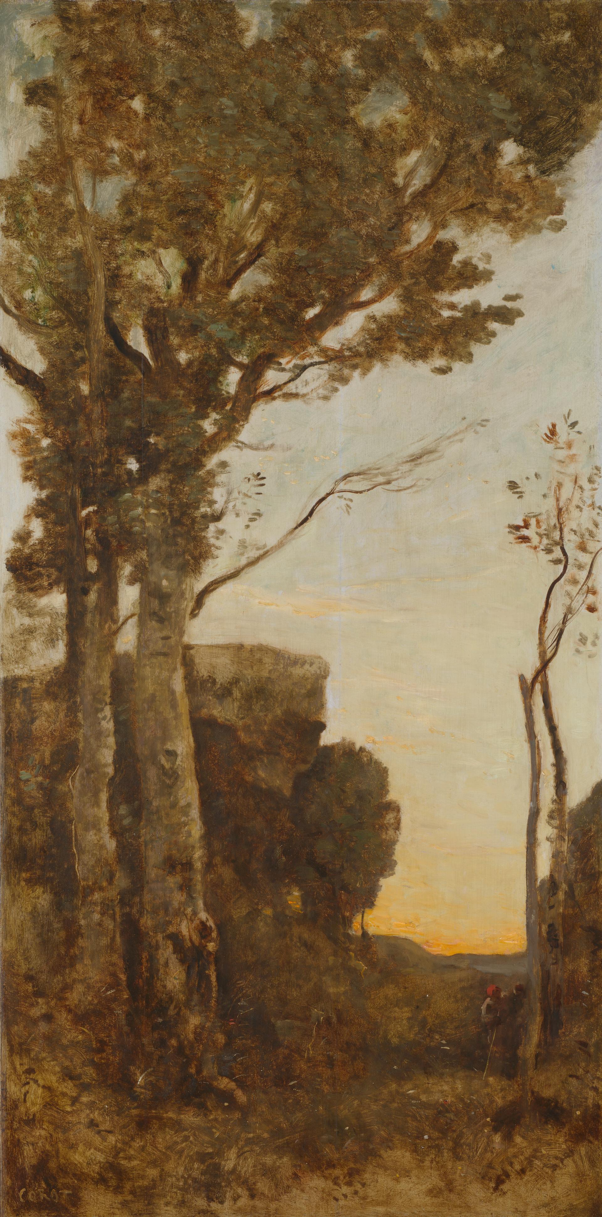 超歓迎人気The Bent Tree/J.B.C.Corot　超希少、100年前の画集より 人物画