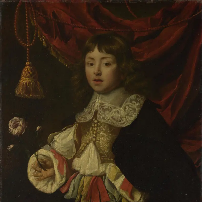 Portrait of a Boy holding a Rose