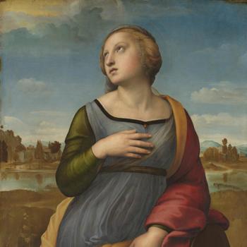 Raphael (1483-1520). Italian painter. Virgin of Divine Love, ca.1516.  Detail. Farnese Collection. National Museum of Capodimonte. Naples. Italy.  - Album alb3284157