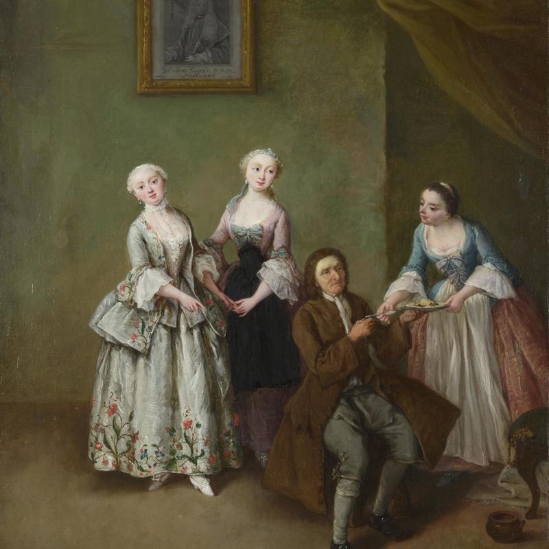 An Interior with Three Women and a Seated Man