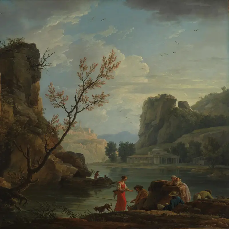 A River with Fishermen