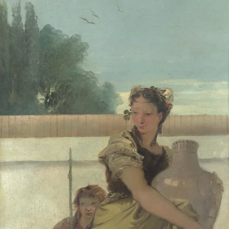 Seated Man, Woman with Jar, and Boy