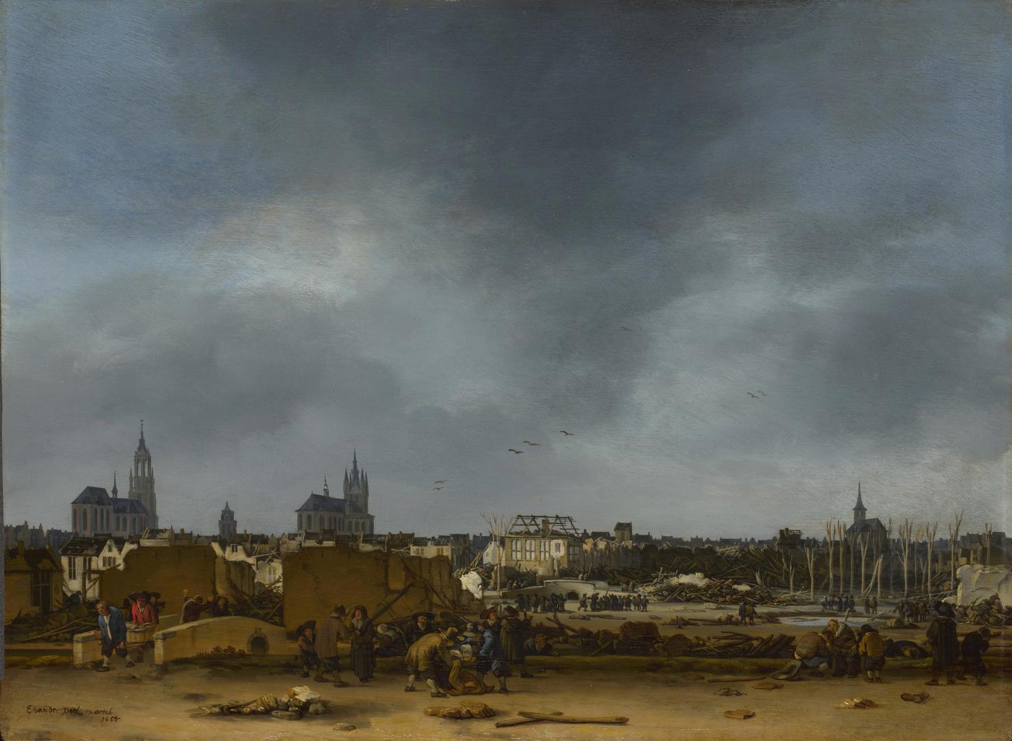 A View of Delft after the Explosion of 1654 by Egbert van der Poel