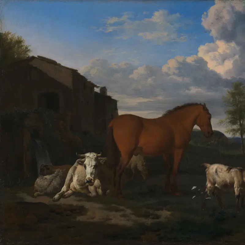 Animals near a Building