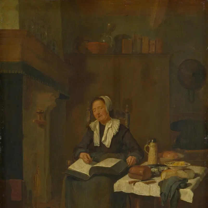 A Woman Asleep by a Fire