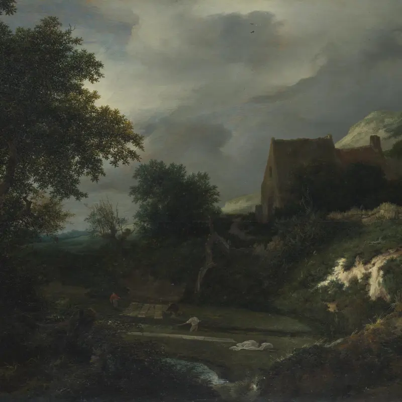 A Bleaching Ground in a Hollow by a Cottage