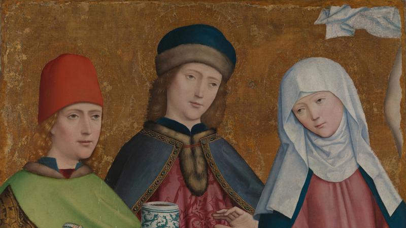 Master of Liesborn, 'Saints Cosmas and Damian and the Virgin', probably 1470-80