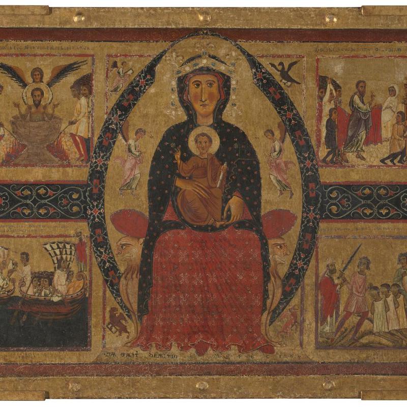 The Virgin and Child Enthroned, with Narrative Scenes