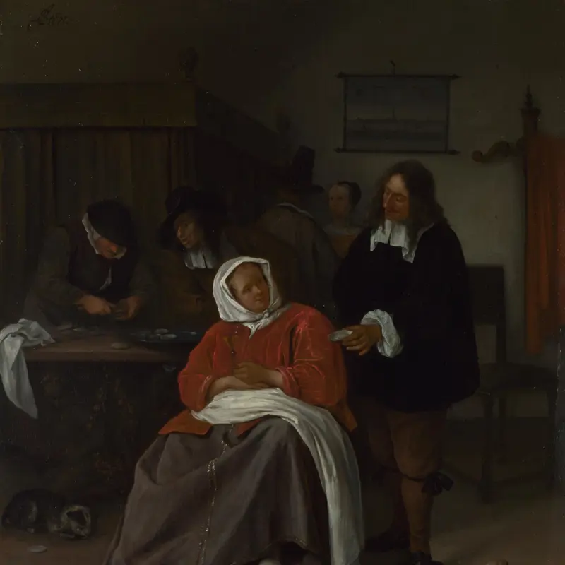 An Interior with a Man offering an Oyster to a Woman
